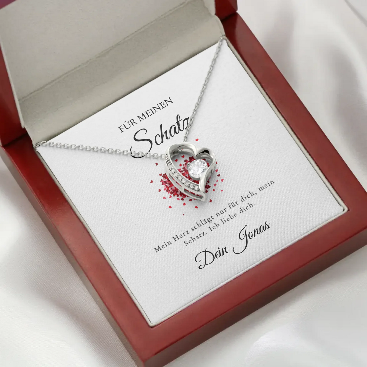 Forever Love - Collier avec pendentif coeur & carte personnalisée
