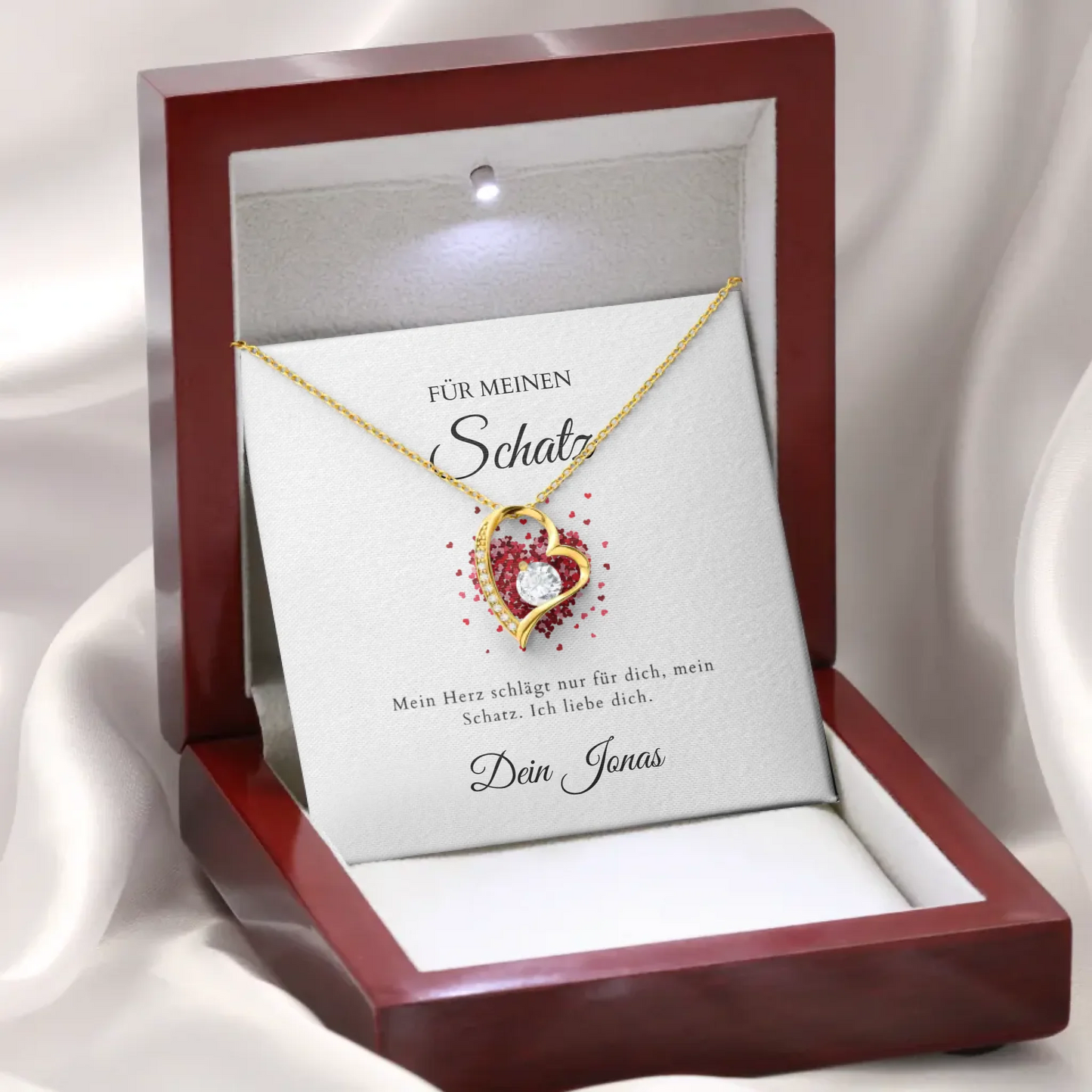 Forever Love - Collier avec pendentif coeur & carte personnalisée