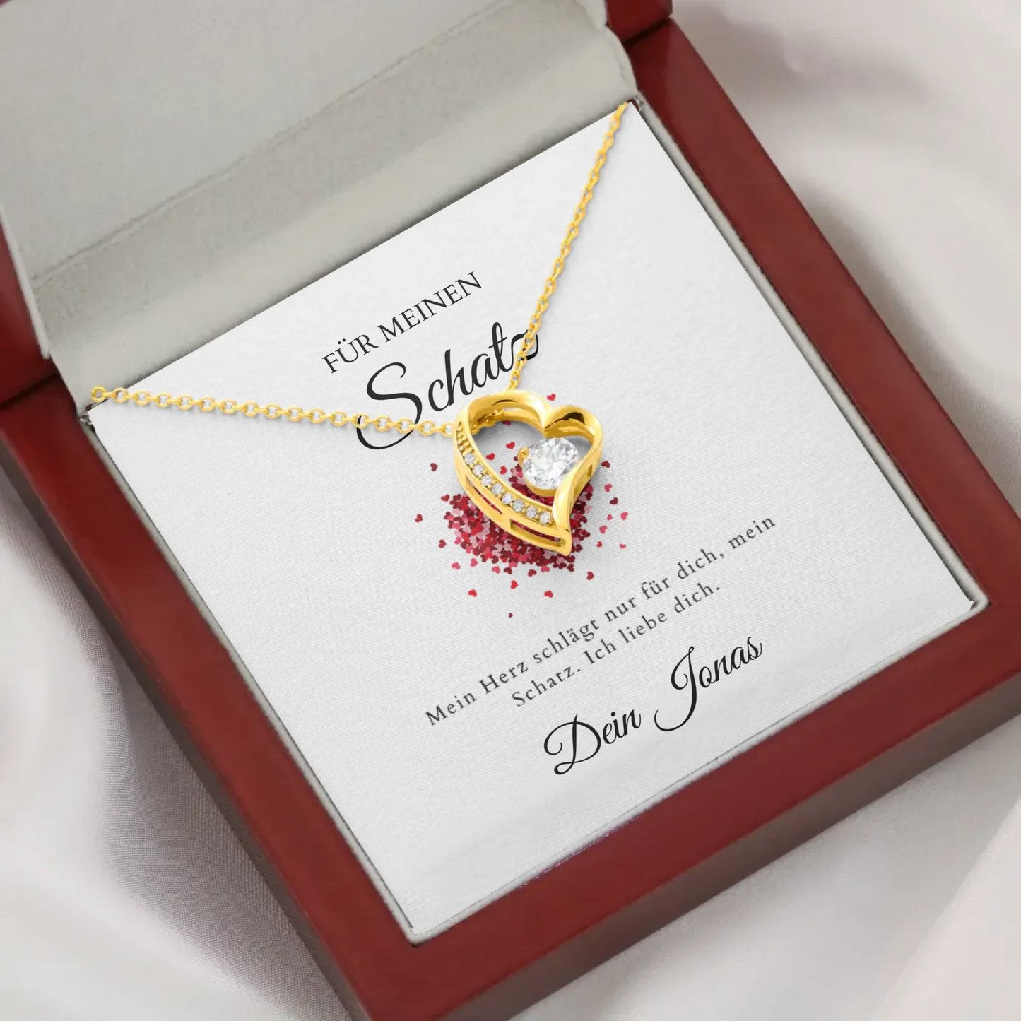 Forever Love - Collier avec pendentif coeur & carte personnalisée