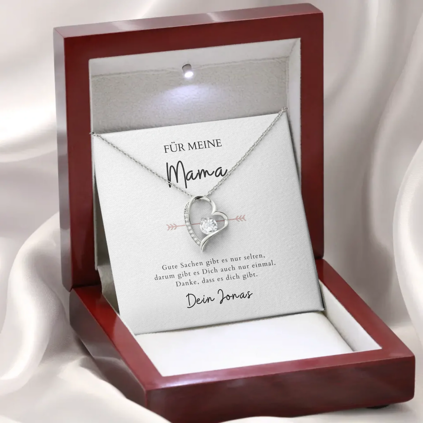 Forever Love "Voor mama" - Ketting met hartjeshanger & gepersonaliseerde kaart