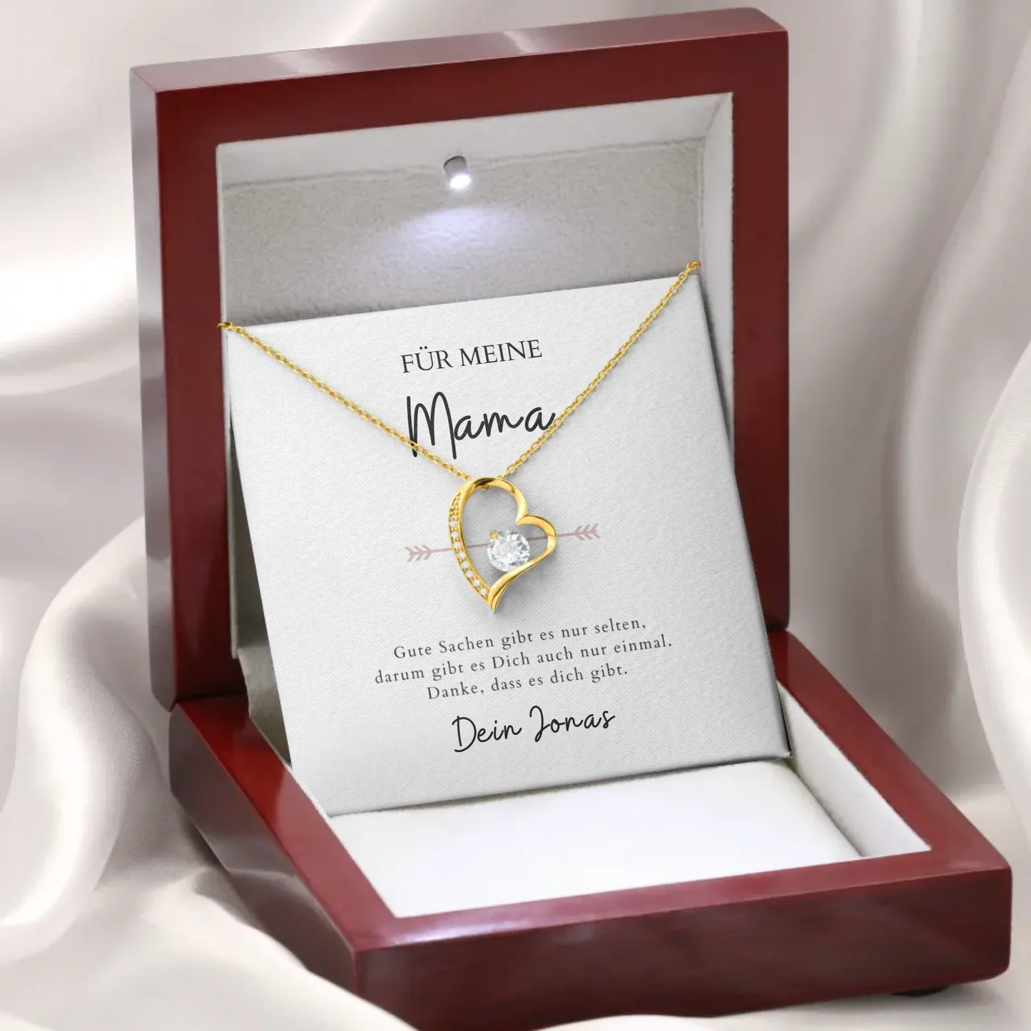 Forever Love "Voor mama" - Ketting met hartjeshanger & gepersonaliseerde kaart