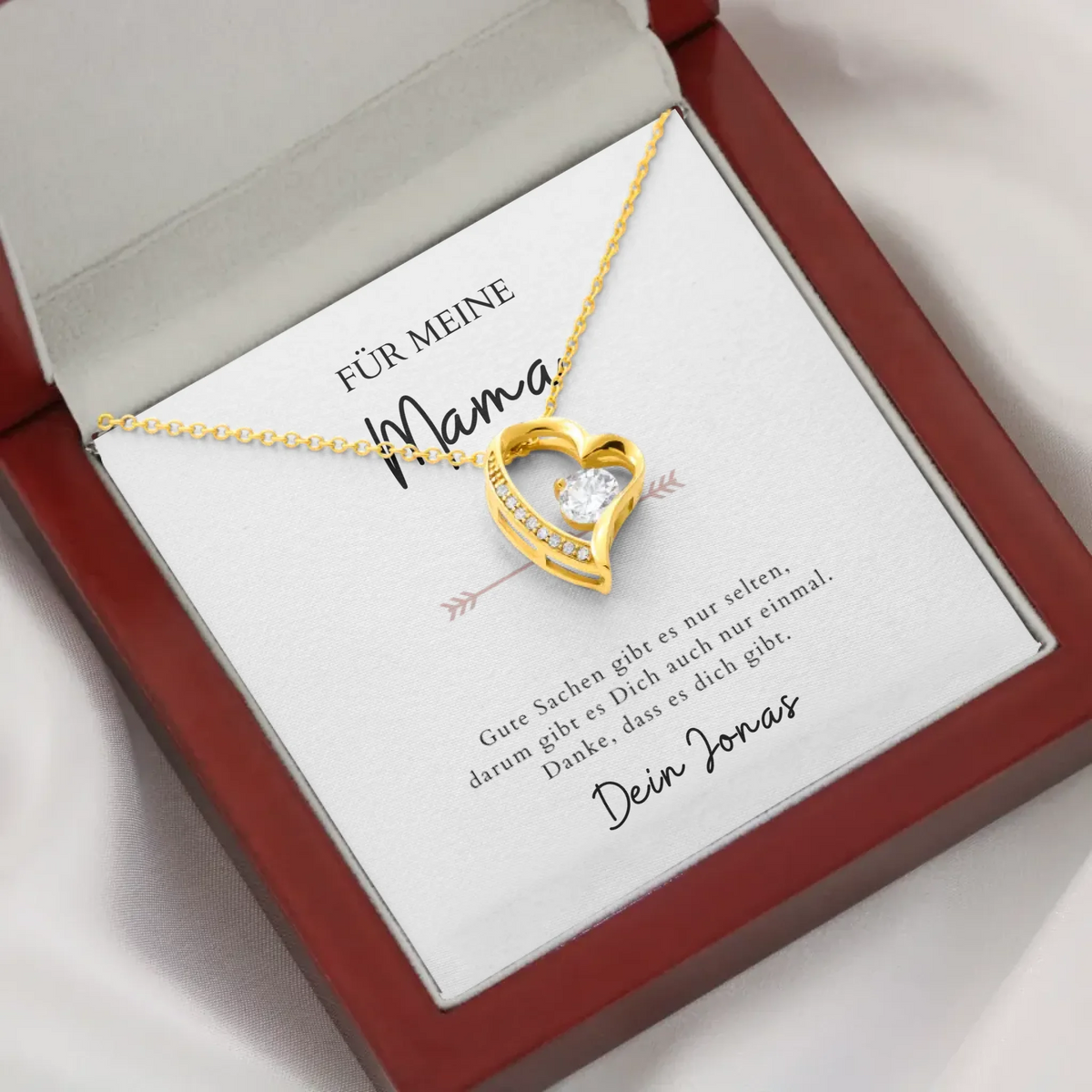Forever Love "Voor mama" - Ketting met hartjeshanger & gepersonaliseerde kaart