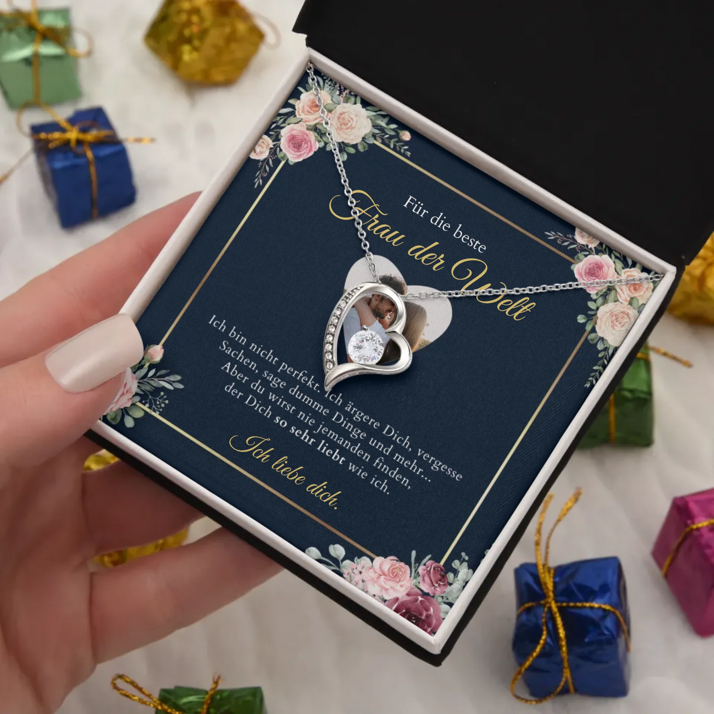 Forever Love "Best Woman" - Ketting met hartvormige hanger & gepersonaliseerde fotokaart