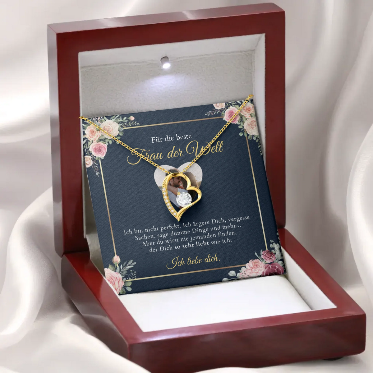 Forever Love "Best Woman" - Ketting met hartvormige hanger & gepersonaliseerde fotokaart