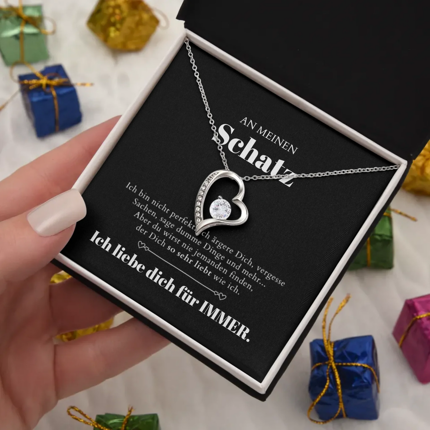 À mon chéri - Collier avec pendentif cœur en or & carte cadeau personnalisée