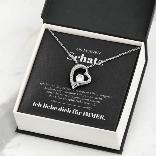 Voor mijn liefste - Ketting met gouden hartenhanger & gepersonaliseerd cadeaukaartje