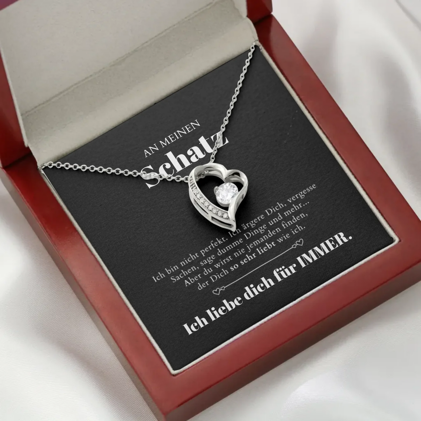 À mon chéri - Collier avec pendentif cœur en or & carte cadeau personnalisée