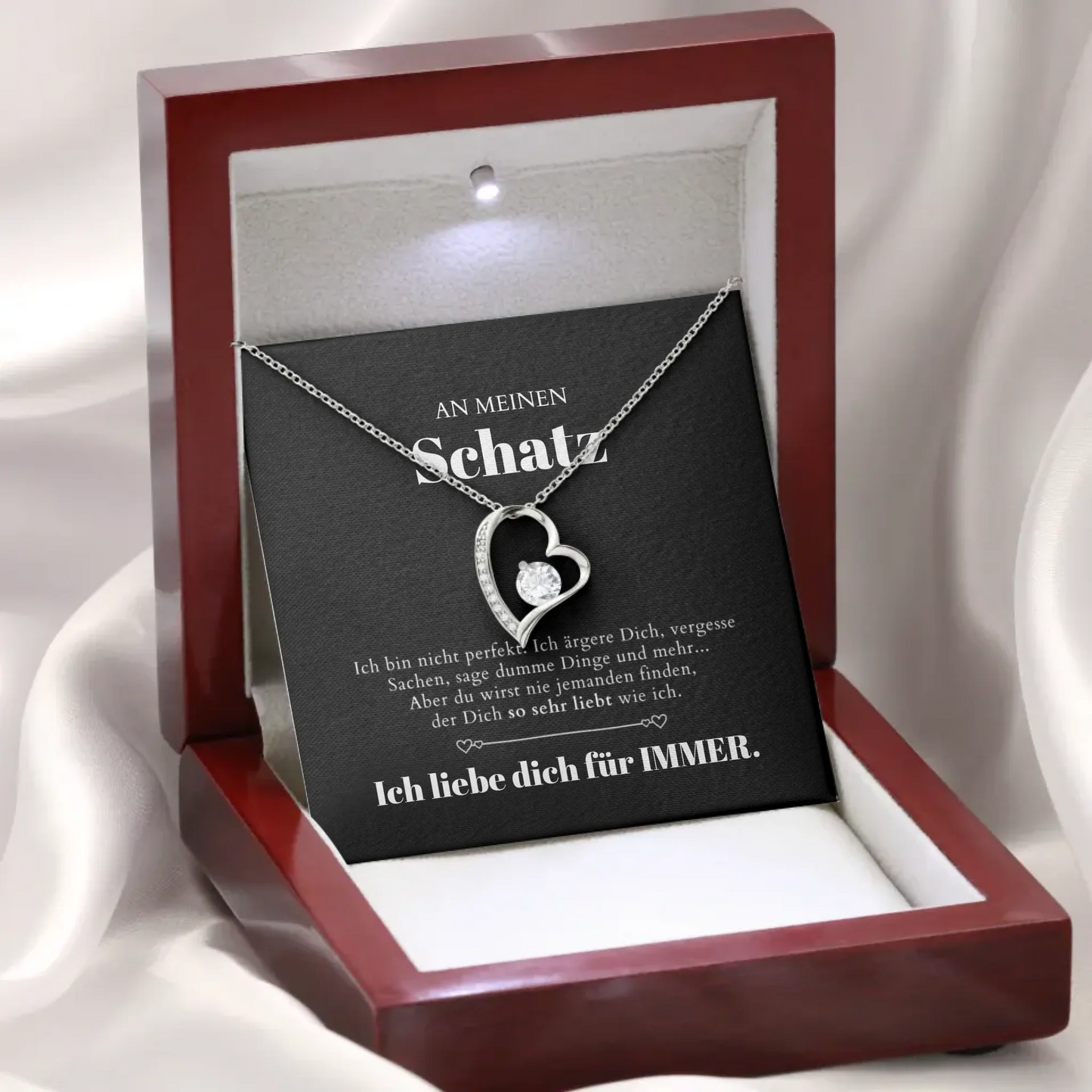 À mon chéri - Collier avec pendentif cœur en or & carte cadeau personnalisée