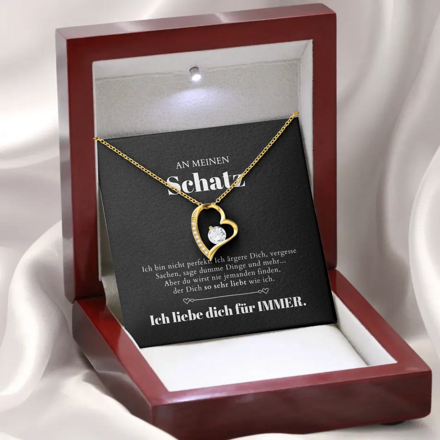 À mon chéri - Collier avec pendentif cœur en or & carte cadeau personnalisée