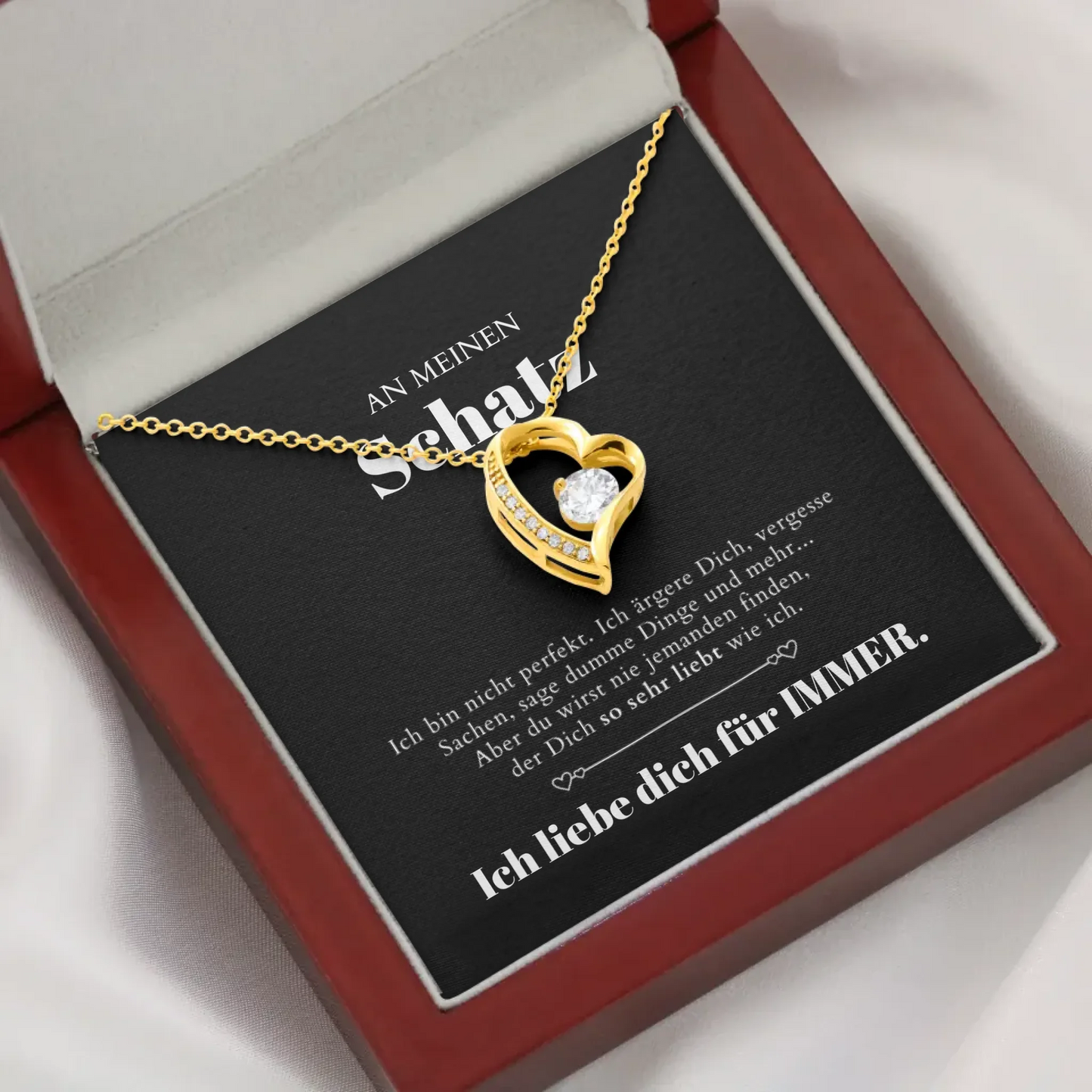 À mon chéri - Collier avec pendentif cœur en or & carte cadeau personnalisée