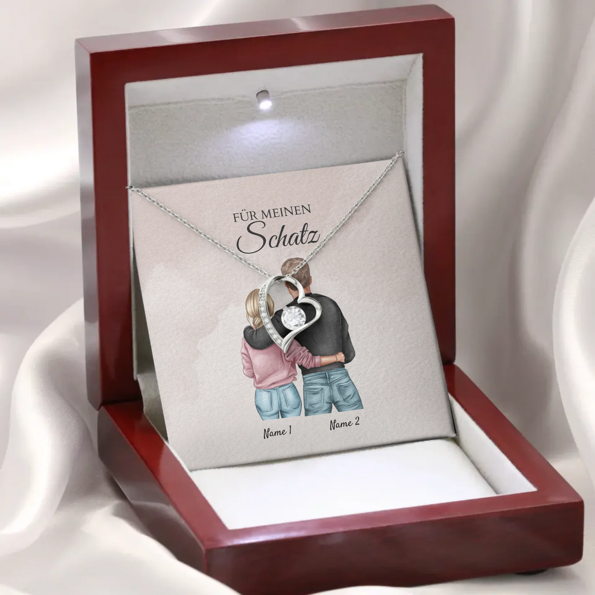 Forever Love "Best Couple" - Ketting met hartjeshanger & gepersonaliseerde kaart