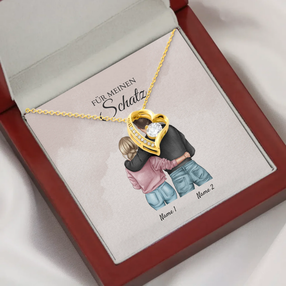 Forever Love "Best Couple" - Ketting met hartjeshanger & gepersonaliseerde kaart