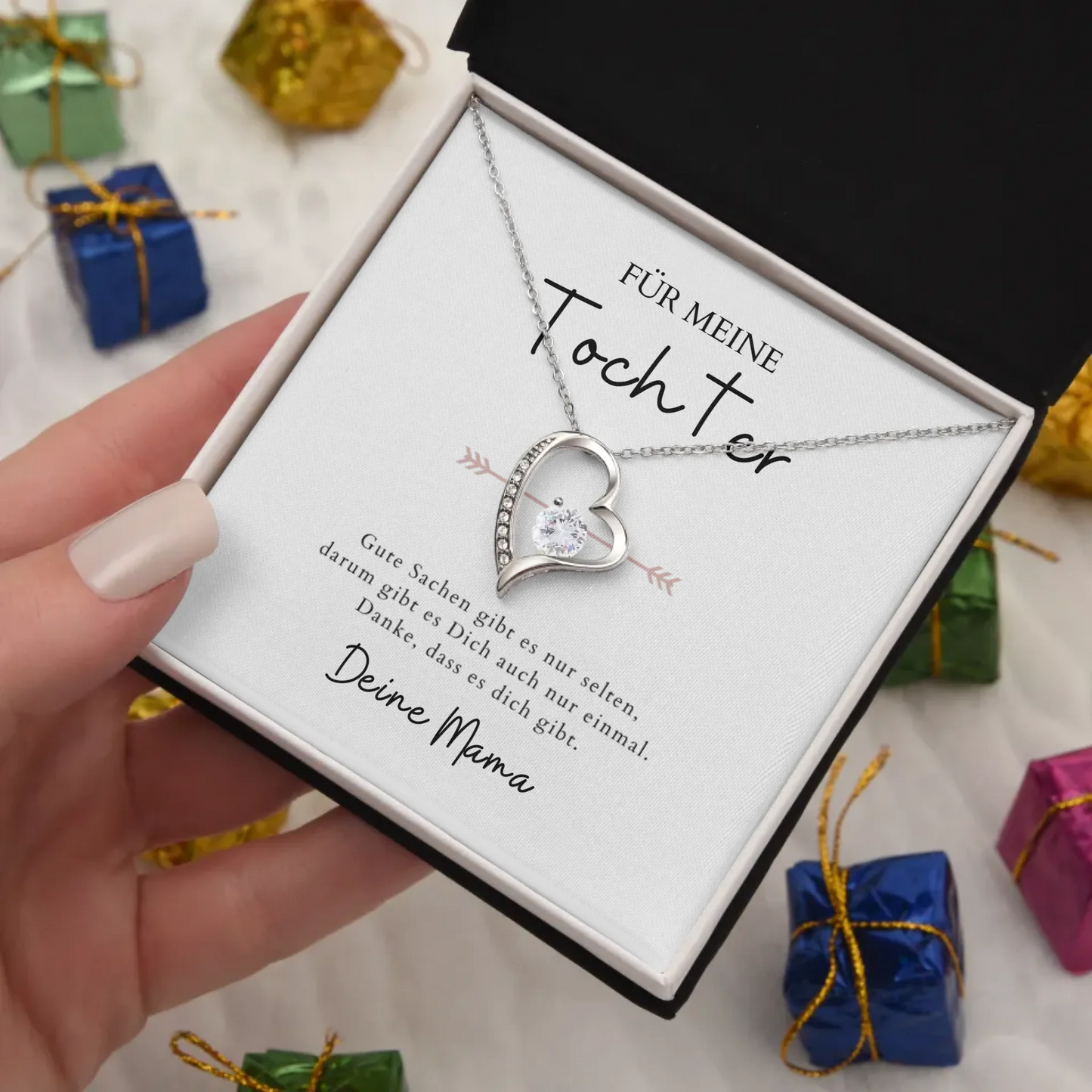 Voor altijd lief "Voor mijn dochter" - Ketting met hartjeshanger & gepersonaliseerde kaart (dochter-moeder cadeau)