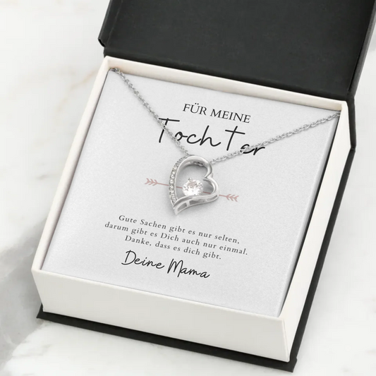 Voor altijd lief "Voor mijn dochter" - Ketting met hartjeshanger & gepersonaliseerde kaart (dochter-moeder cadeau)