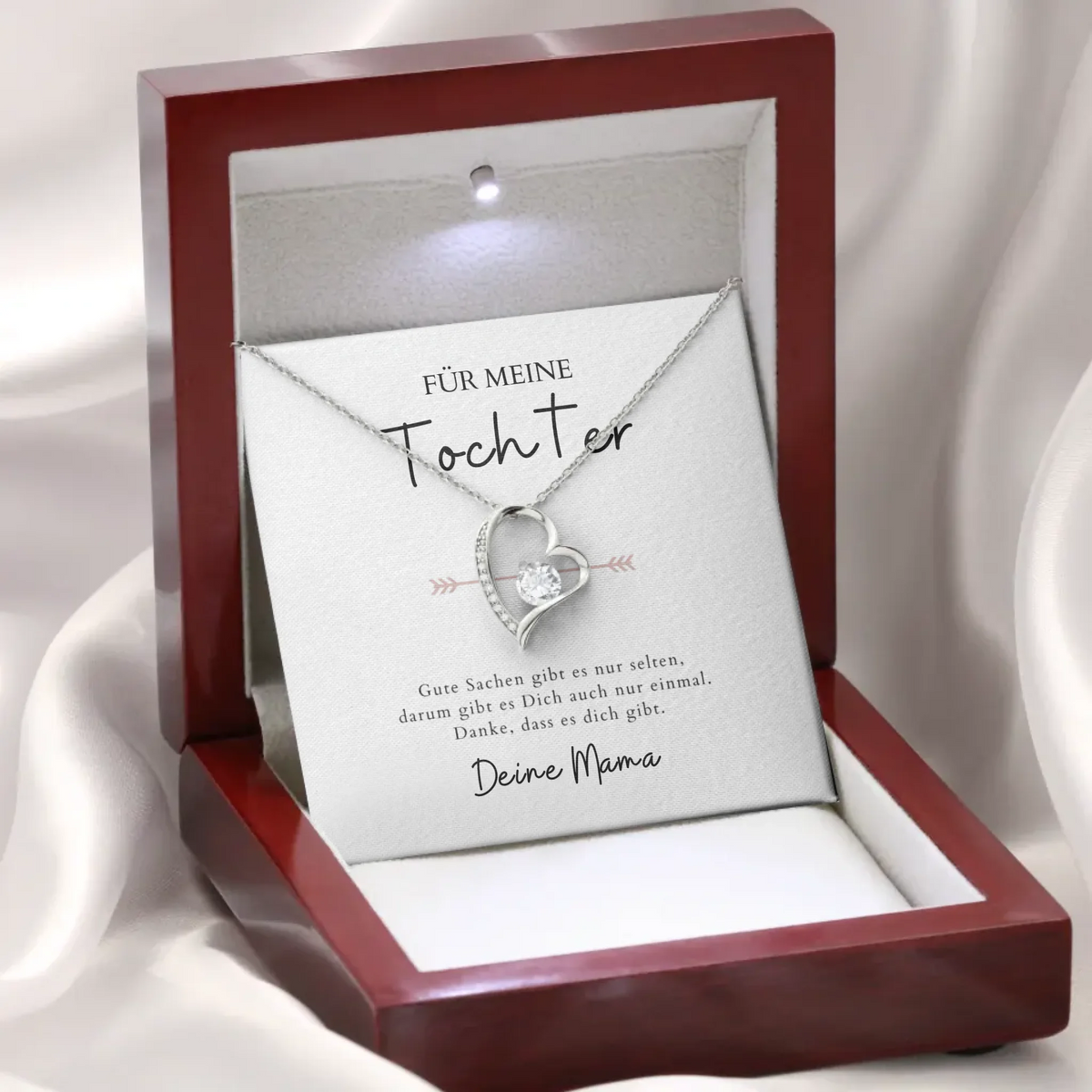 Voor altijd lief "Voor mijn dochter" - Ketting met hartjeshanger & gepersonaliseerde kaart (dochter-moeder cadeau)