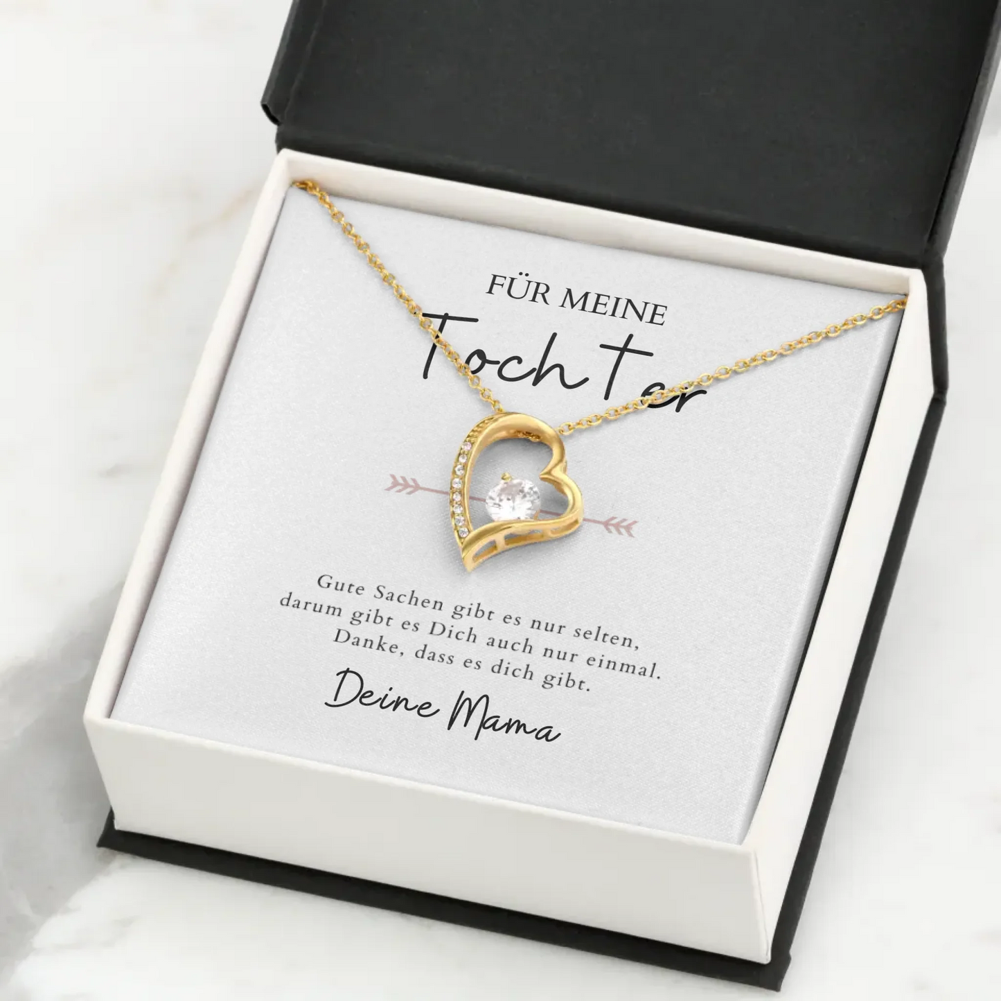 Voor altijd lief "Voor mijn dochter" - Ketting met hartjeshanger & gepersonaliseerde kaart (dochter-moeder cadeau)