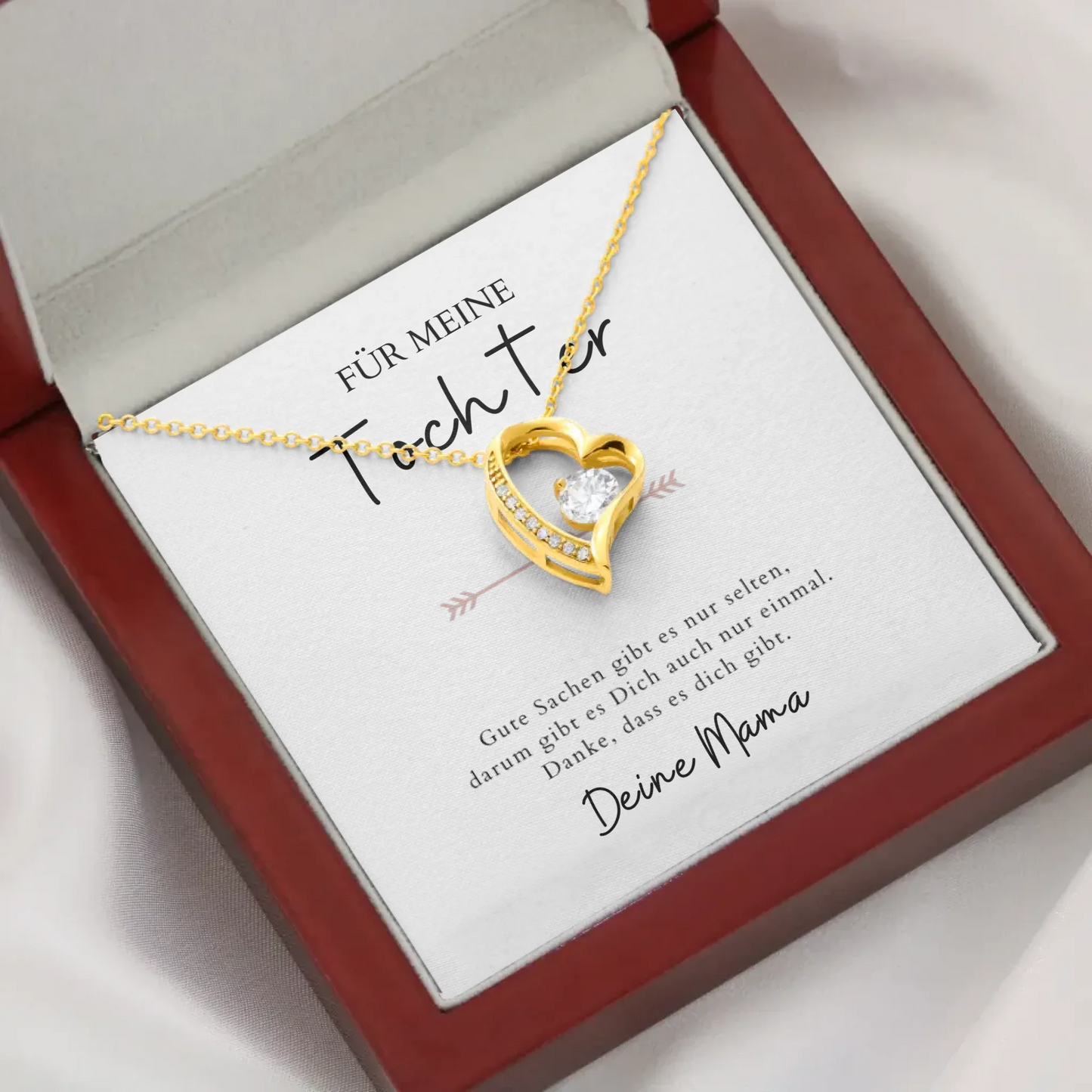 Voor altijd lief "Voor mijn dochter" - Ketting met hartjeshanger & gepersonaliseerde kaart (dochter-moeder cadeau)