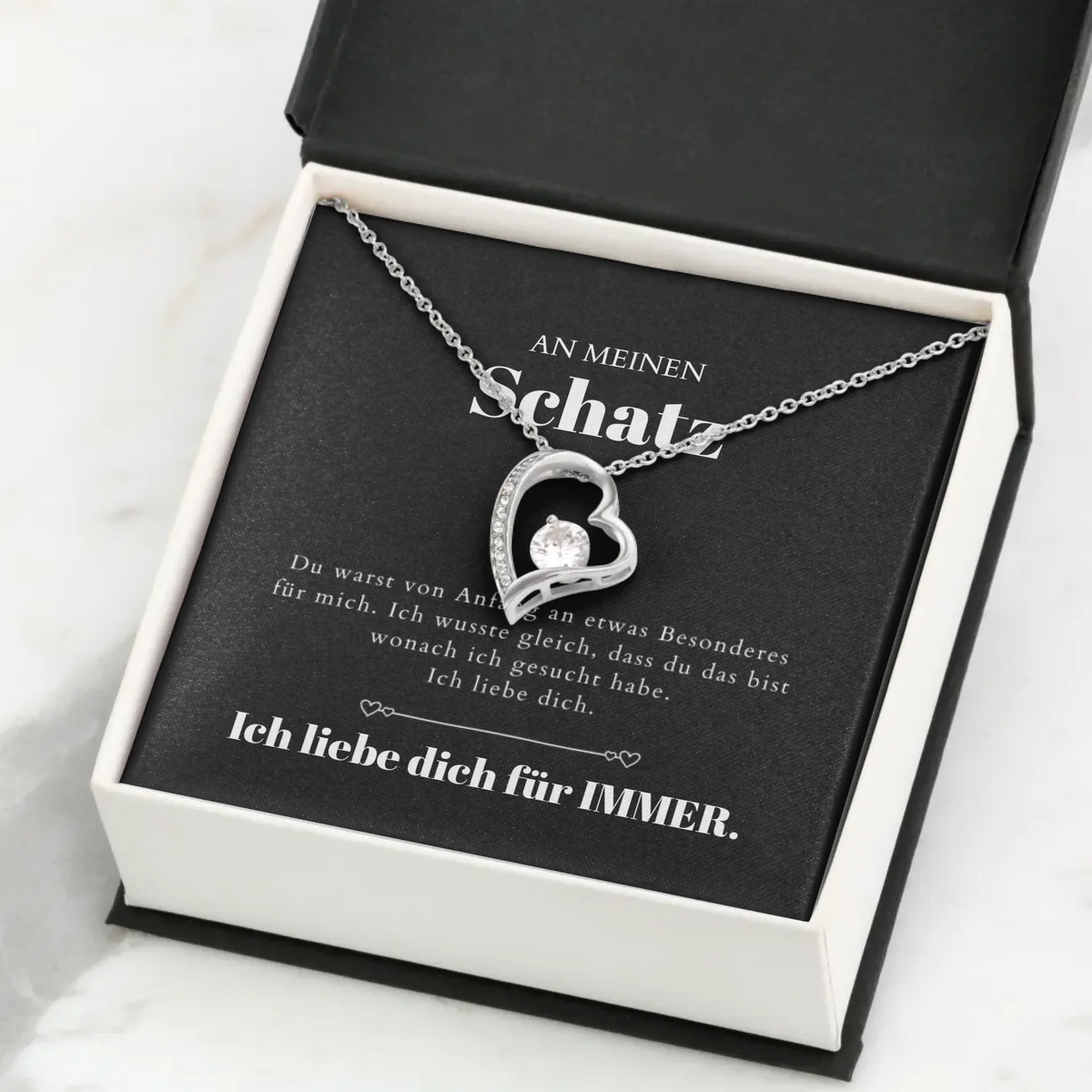Ik hou van je gouden hart hanger ketting &amp; gepersonaliseerde kaart (Valentijnsdagcadeau)