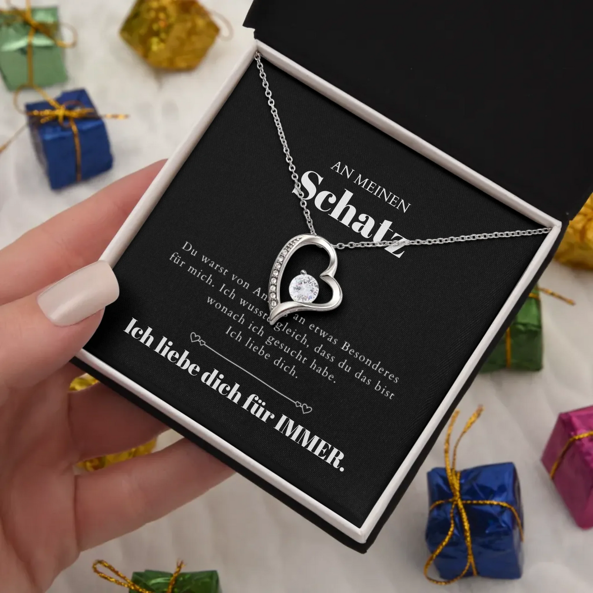 Ik hou van je gouden hart hanger ketting &amp; gepersonaliseerde kaart (Valentijnsdagcadeau)