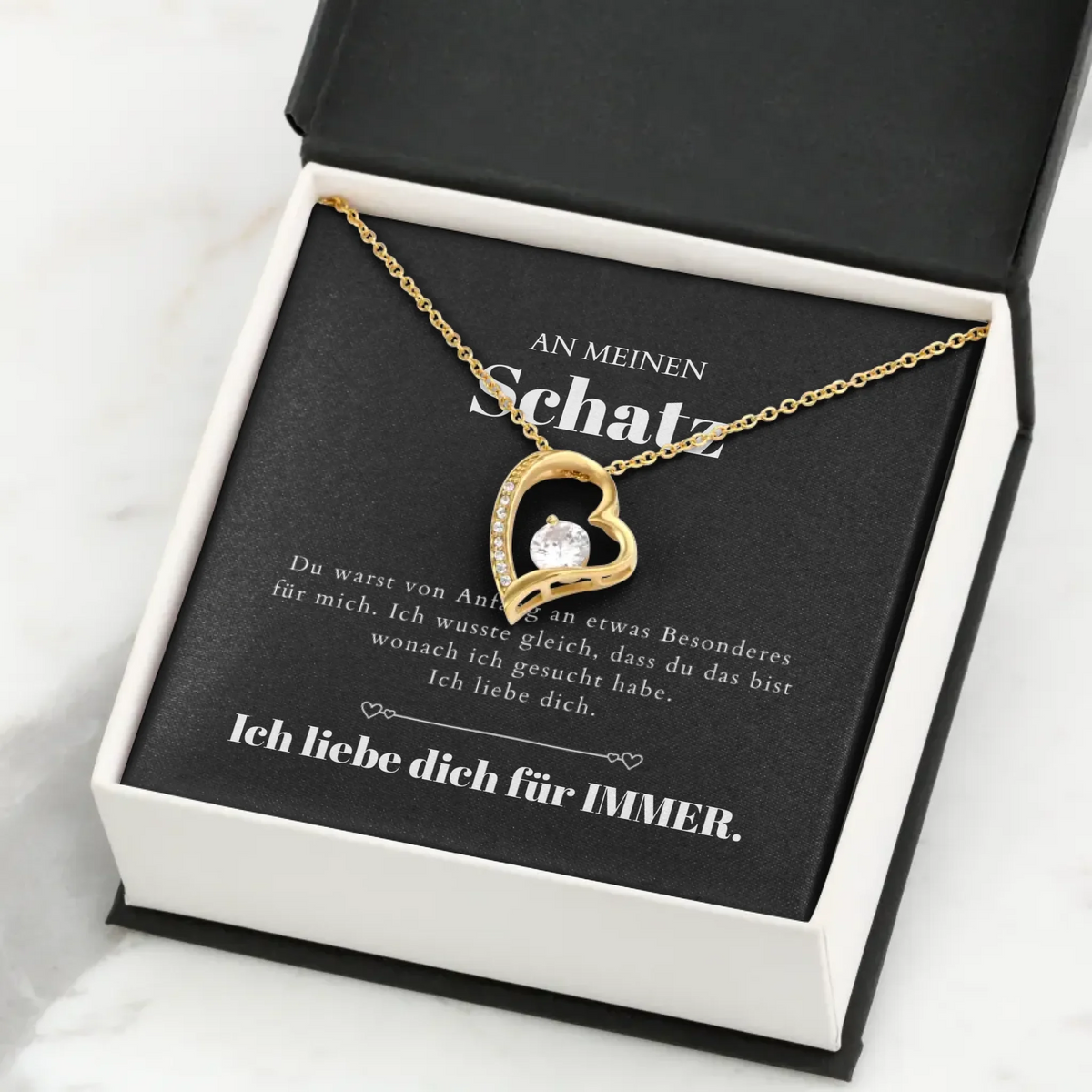 Ik hou van je gouden hart hanger ketting &amp; gepersonaliseerde kaart (Valentijnsdagcadeau)