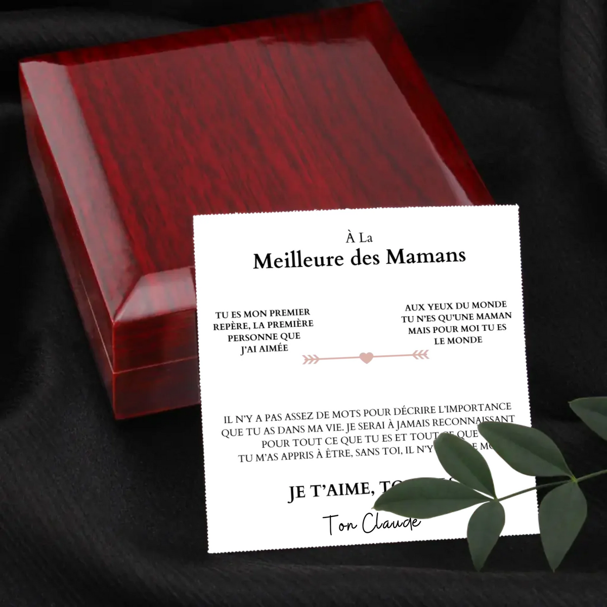 À la meilleure des mamans - Collier avec pendentif coeur &amp; carte personnalisée