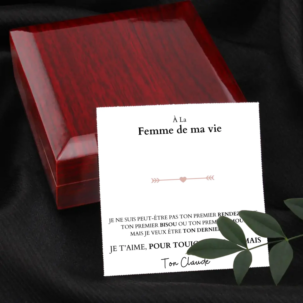 Je t'aime, pour toujours et à jamais - Ketting met hangerhart en gepersonaliseerde kaart