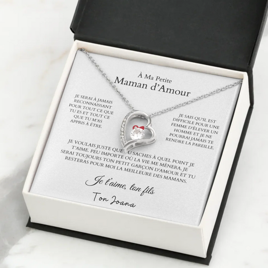 À Ma Petite Maman d'Amour - Collier avec pendentif coeur &amp; carte personnalisée