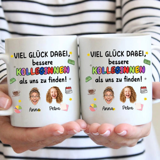 Grappig afscheidscadeau collega's "Veel succes" met uitgeknipte gezichten (1-4 personen)