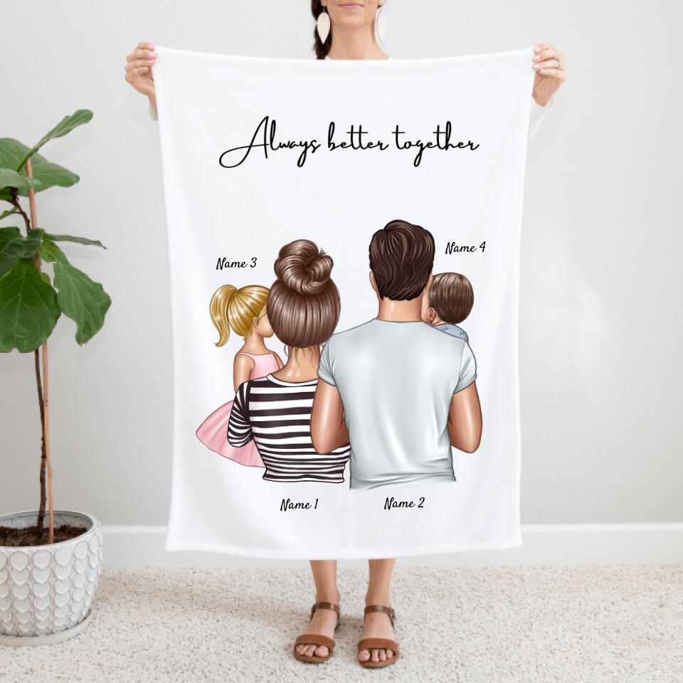 Happy Family - Personalised Fleece Blanket (1-4 children)