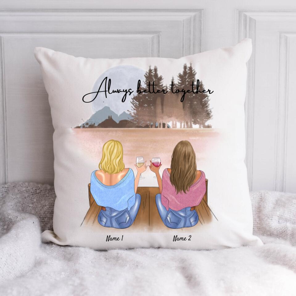 Best Friends at the pier - Personalised Cushion 40x40cm