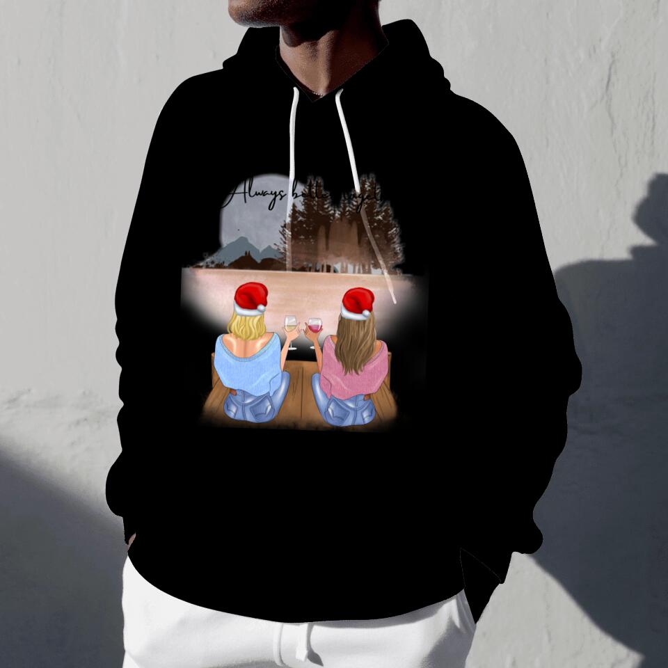 Beste vrienden Kerstmis met Drank - Gepersonaliseerde Sweater met Capuchon Unisex