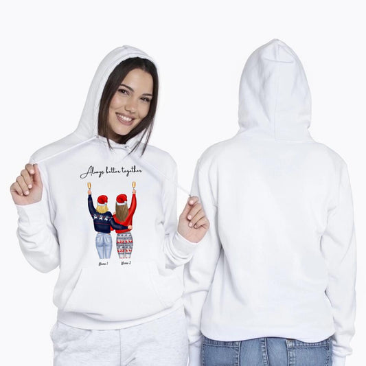 Meilleures amies Noël Cheers - Sweat à capuche personnalisé unisexe (2-4 femmes)