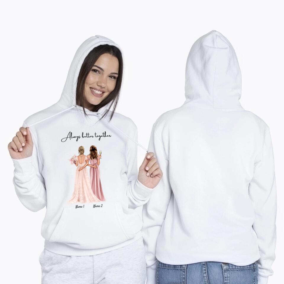 Bruid met Bruidsmeisje Gepersonaliseerde Hoodie Unisex