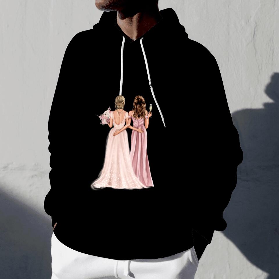 Bruid met Bruidsmeisje Gepersonaliseerde Hoodie Unisex