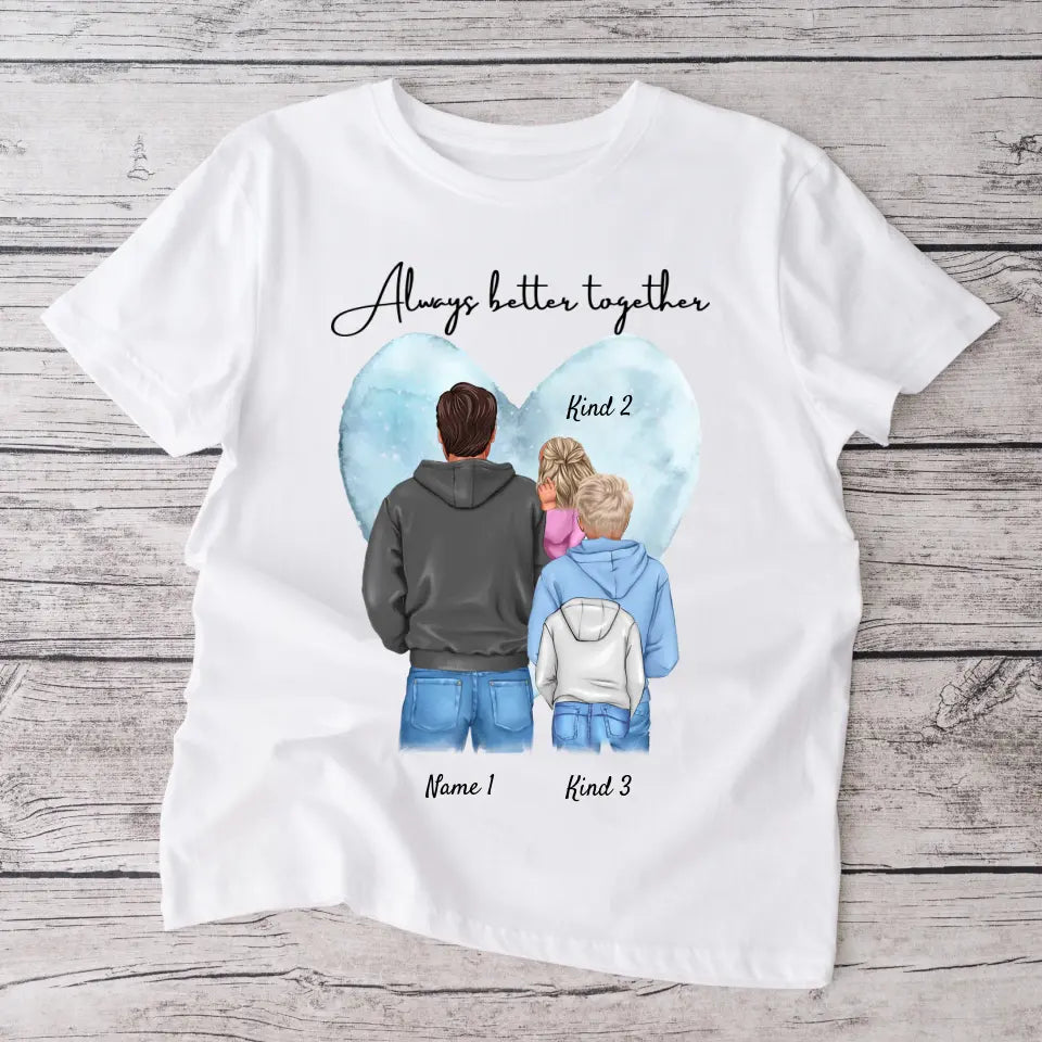 Beste vader, favoriete persoon - Gepersonaliseerd t-shirt met vader & kinderen/tieners (100% katoen, unisex)