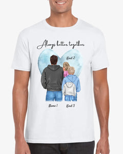 Meilleur papa, homme préféré - T-shirt personnalisé avec père & enfants/adolescents (100% coton, unisexe)