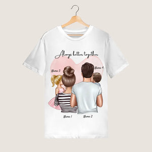 Famille heureuse - T-shirt personnalisé (ouders & 1-4 kinderen)