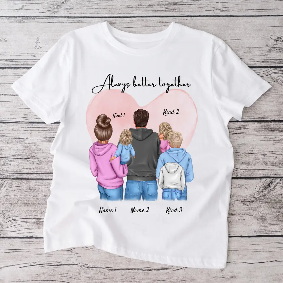 Ma famille, mes personnes préférées - T-shirt personnalisé (ouders & 1-4 kinderen)