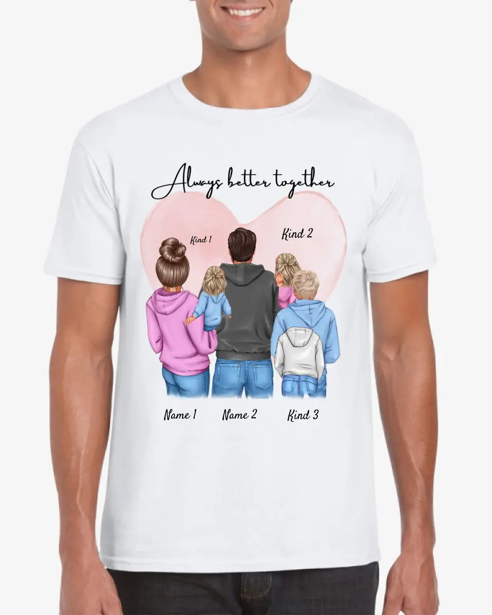 Ma famille, mes personnes préférées - T-shirt personnalisé (ouders & 1-4 kinderen)