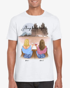 Beste Freundinnen mit Getränk - Personalisiertes T-Shirt (100% Baumwolle, Unisex)