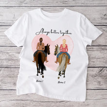 Afbeelding in Gallery-weergave laden, Beste Pferde-Freundinnen - Personalisiertes T-Shirt (1-3 Reiterinnen)

