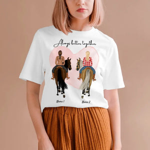 Beste Pferde-Freundinnen - Personalisiertes T-Shirt (1-3 Reiterinnen)