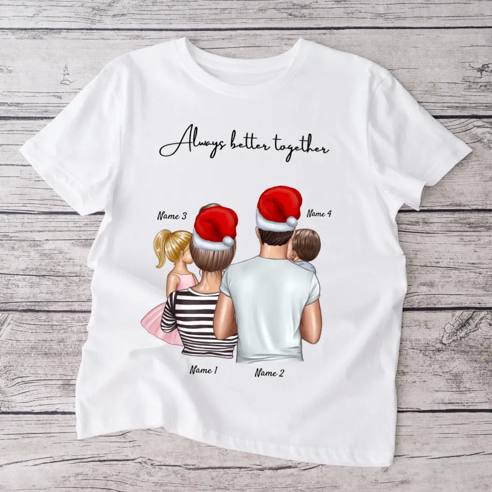 Mijn familie met kinderen Kerstmis - Gepersonaliseerd T-shirt (1-4 kinderen)