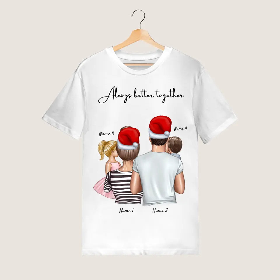 Mijn familie met kinderen Kerstmis - Gepersonaliseerd T-shirt (1-4 kinderen)