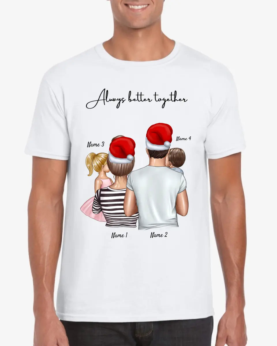 Mijn familie met kinderen Kerstmis - Gepersonaliseerd T-shirt (1-4 kinderen)