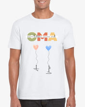 Load image into Gallery viewer, Mijn dierbaren noemen me OMA - Gepersonaliseerd T-shirt oma met kleinkinderen (100% katoen, unisex)
