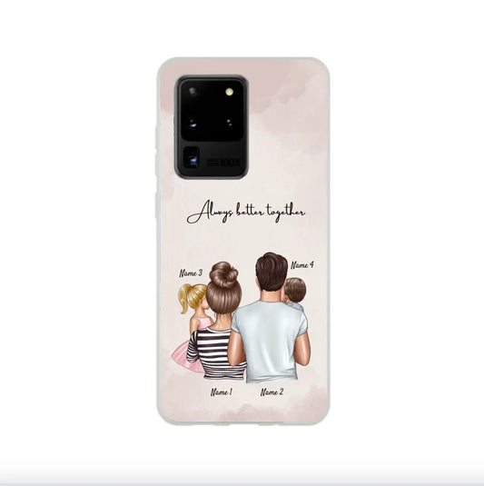 Famille avec enfants - Coque personnalisée pour téléphone portable (jusqu'à 4 enfants) Samsung