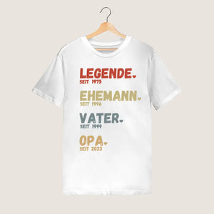 Voor opa - Legend since - Gepersonaliseerd T-shirt voor vaders & grootvaders (100% katoen, unisex)