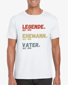 Voor Papa - Legende sinds, Man sinds, Vader sinds - Gepersonaliseerd T-shirt voor vaders (100% katoen, unisex)
