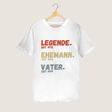 Laden Sie das Bild in den Galerie-Viewer, Für Papa - Legende seit, Ehemann seit, Vater seit - Personalisiertes T-Shirt für Väter (100% Baumwolle, Unisex)
